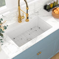 Sarlai 32 Inch White Undermount Sink Fireclay 32x19 Inch White Kitchen Sink Dual Drop in & Undermount Kitchen Sink Single Bowl Deep Porcelain Ceramic Sink