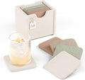 Fluxynara Felt Coasters with Holder, Boho | Square Felt Coasters, by FLUXYNARA