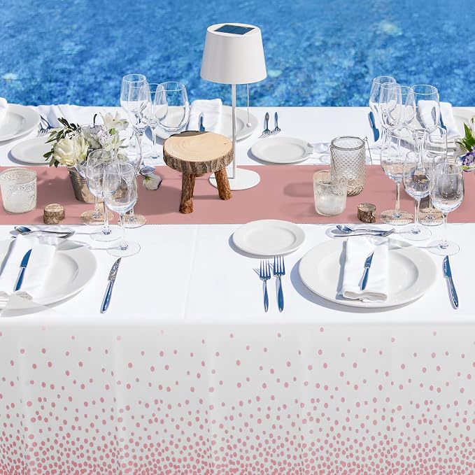 Disposable Plastic Tablecloth And Satin Table Runner Set - Image 5