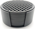 Happitasa 4.25 Inch Bar Mat Style Silicone Beverage Coasters, Set of 6 with Holder (Grey)