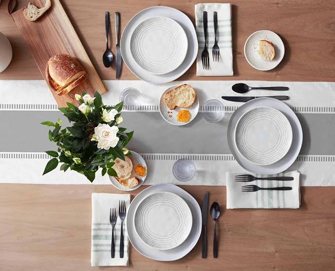 Grey and White Table Runners, Non Slip Farmhouse Table Runner Linen Dresser - Image 3