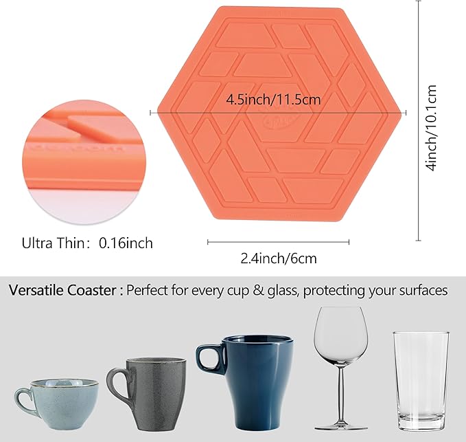 Silicone Drink Coasters Set of 8,Flexible & Heat-Resistant - Perfect for Home Decor & Table Protection (Variety Mix 8)