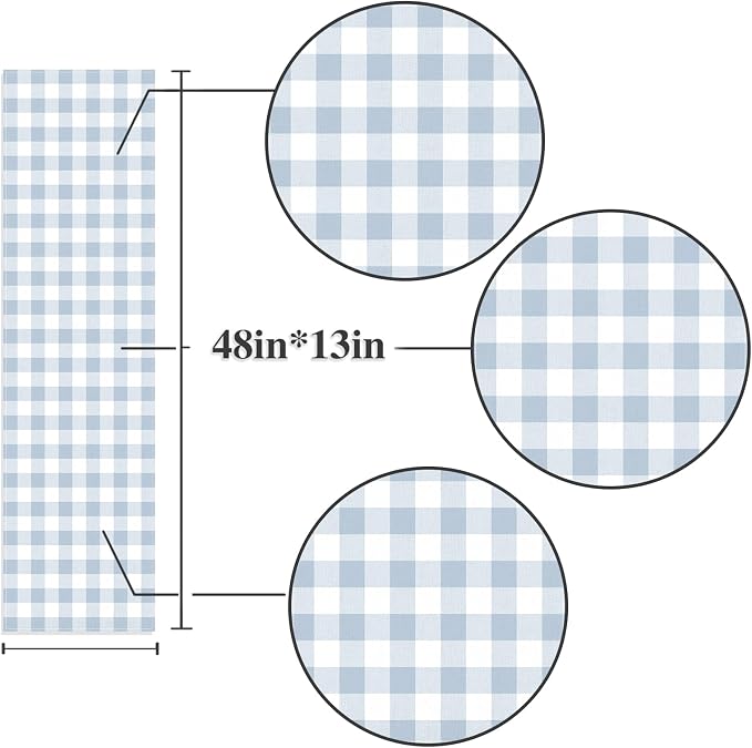 Dusty Blue Gingham Table Runner Light Blue Checkered Boy Girl Baby Shower - Image 3