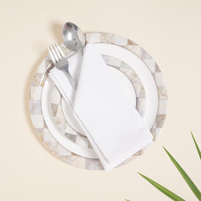 ACCENTHOME Cloth Napkins Set of 6 18x18 inch 100% Cotton Dinner Napkin Washable Hotel Quality Reusable Kitchen & Table Linen for Fall Thanksgiving Family Dinners Weddings & Everyday Use - White
