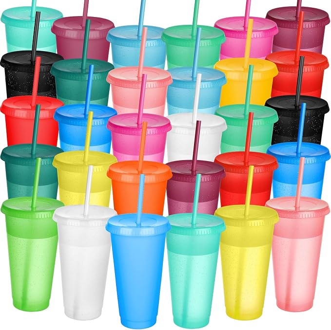 Honeydak 30 Pack Tumbler with Straw and Lid Bulk Cups by Honeydak