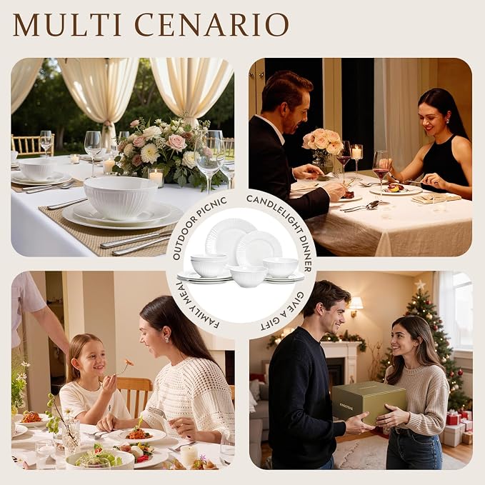 24Pc Bone China Dinnerware Set & 40Pc Flatware Combo Set - Image 8