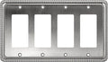 Henne Bery Rope Edge Decorative Wall Plate Switch Plate Outlet Cover (Quad Decorator, Heirloom Silver)