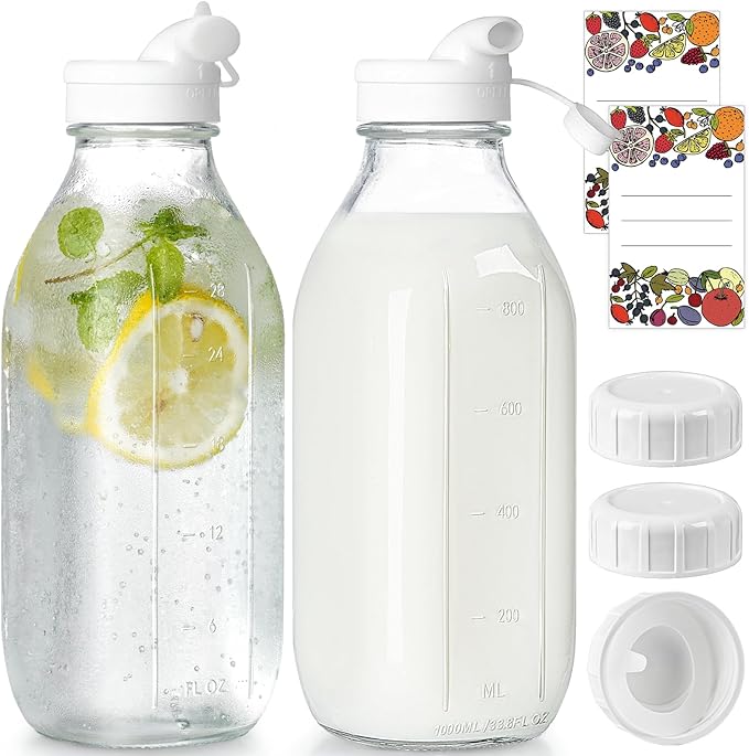Syntic 2 Pack 32 Oz Glass Milk Bottles by Syntic