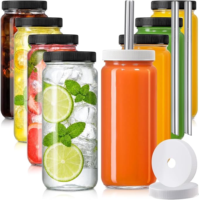 8 Pack 16OZ Glass Juice Bottles - Image 9