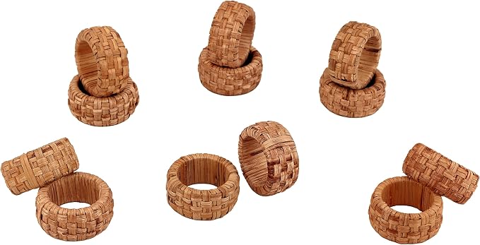 Natural Cane Napkin Rings Set of 36, Handwoven Table Decor, Bohemian Coastal - Image 6