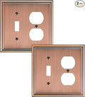 2-Pack Combo Toggle/Duplex Light Switch Cover Plate, Antique Copper Wall Outlet Cover Plate, Decorative Wall Receptacle Cover for Electrical Outlets, Light Switch, Durable Solid Zinc Alloy