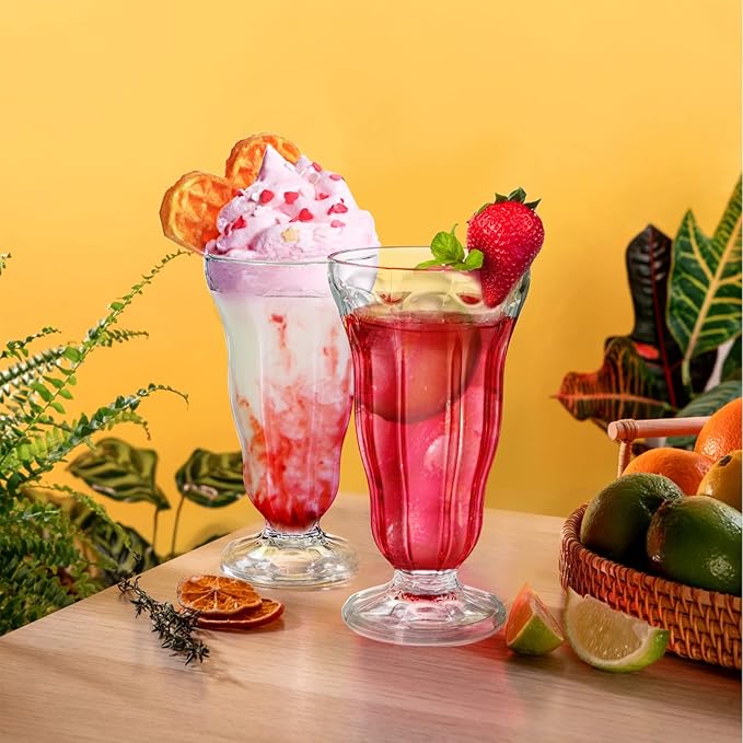 6 Pack Acrylic Milkshake Glasses, 15 OZ Plastic Old Fashioned Soda Glass - Image 3