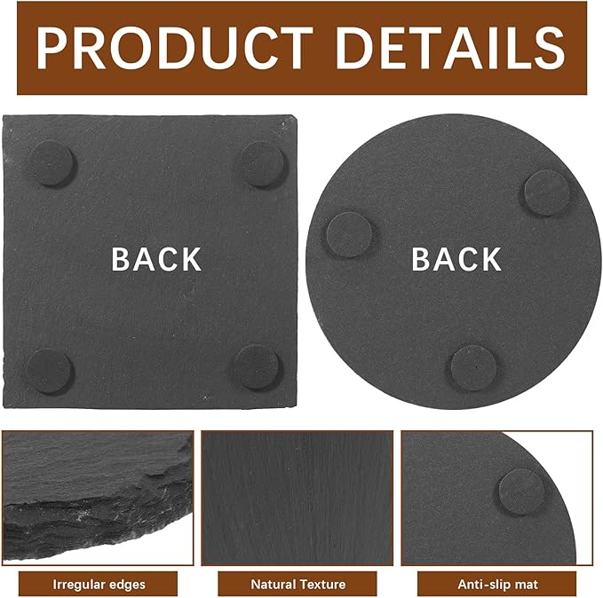 72pcs Slate Coasters Black 4 Inch Bulk Blank Rock Coasters Blank Laser Engraving - Image 3