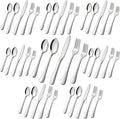Stainless Steel Flatware Set - Forks, Knives and Spoons for Home and Restaurant Kitchen - Rust Resistant Cutlery Utensils (200, Silver)