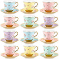 Teenyyou Set of 12 Tea Cups and Saucers Tea Party Decorations Floral Porcelain by Teenyyou