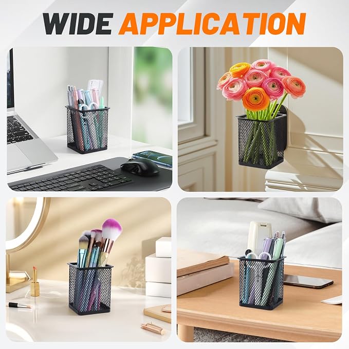 Segarty Pen Cup Holder, 6 Pack Square Black Pen Holder - Image 6