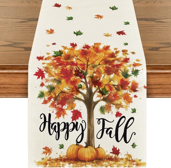 Artoid Mode 210 GSM Fall Table Runner 13x120 Inch Home Party Decor | Maple Tree by ArtoidMode
