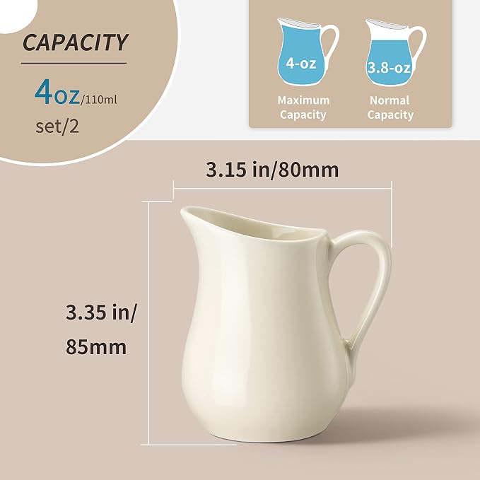 Gurygo 4 Ounce Ceramic Creamer Pitcher - Image 3