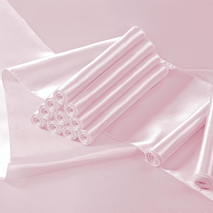 Manyshofu Blush Pink Satin Table Runner 12x108 - Image 7