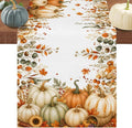 Fall Pumpkins Table Runners 72 Inches Long, Thanksgiving Maple Leaf Cotton by Edwiinsa