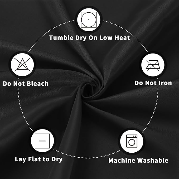 PureFit 6 Pack Round Black Table Cloths 120 Inch for Round Tables, Stain and Wrinkle Resistant Table Linens for Home Use, Wedding, Party, Banquet and Camping