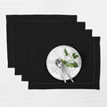Solino Home Linen Placemats Set of 4 - Classic Hemstitch Black Placemats 14 x 19 Inch - 100% Pure Linen Table Mats for Winter, Spring, Easter