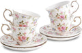 Agyiuns tea cups and saucers ceramic coffee mug 6oz set of 4 by Agyiuns