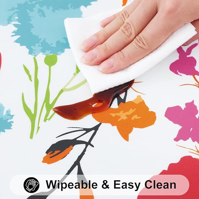 Smiry Rectangle Table Cloth Cover, Waterproof Elastic Fitted Picnic Tablecloth for 4 Foot Tables, Wipeable Flannel Backed Vinyl Tablecloths for Camping, Dining, Outdoor (Off White, 30" x 48")