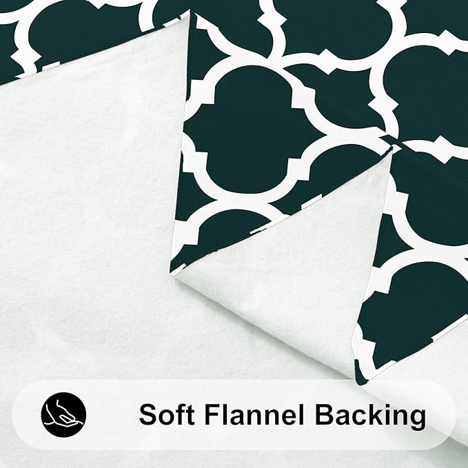 Smiry Rectangle Table Cloth, Waterproof Vinyl Tablecloth with Flannel Backing for Rectangle Tables, Wipeable Spillproof Plastic Tablecloths for Dining, Indoor and Outdoor (52"x70", Hunter Green)
