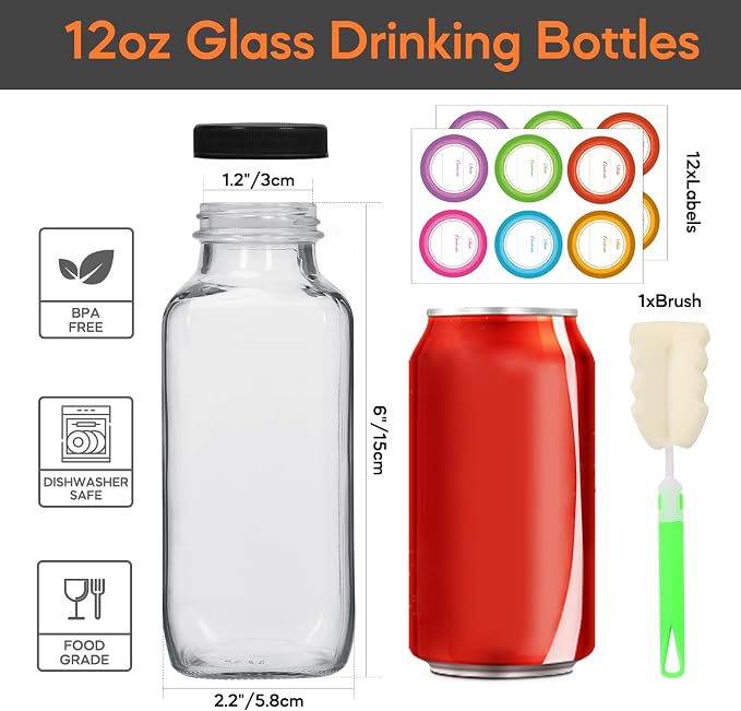 STARSIDE 12oz Glass Juice Bottles - Image 6