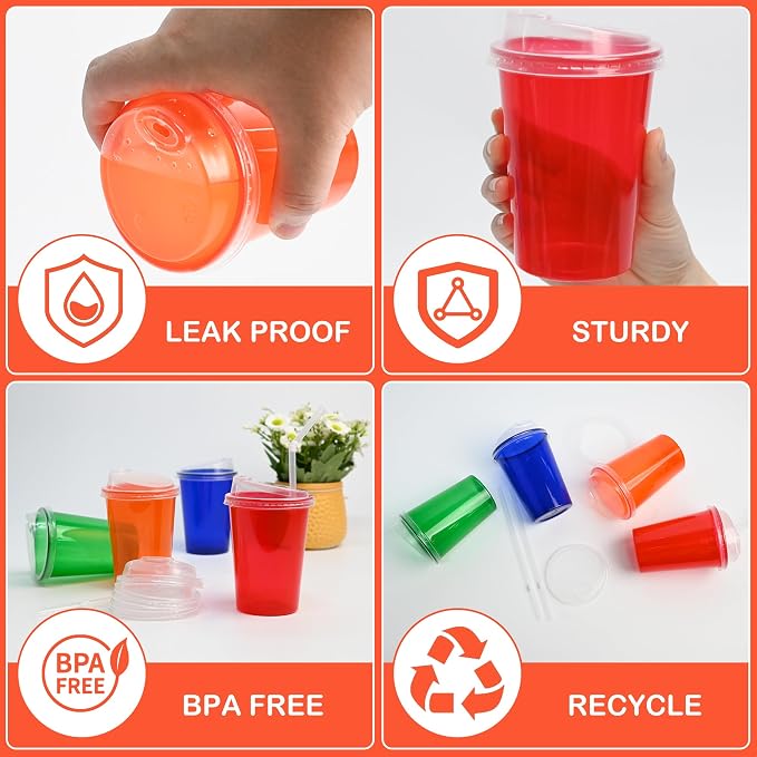 L LIKED 200 Pack 12oz Kids Cups, Spill Proof Party Cups - Image 3