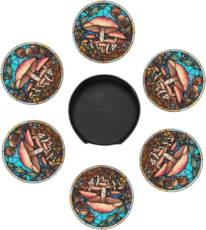Mushroom Coasters for Drinks, Mushroom Decor Bar Drink Coasters for Coffee Table - Image 4