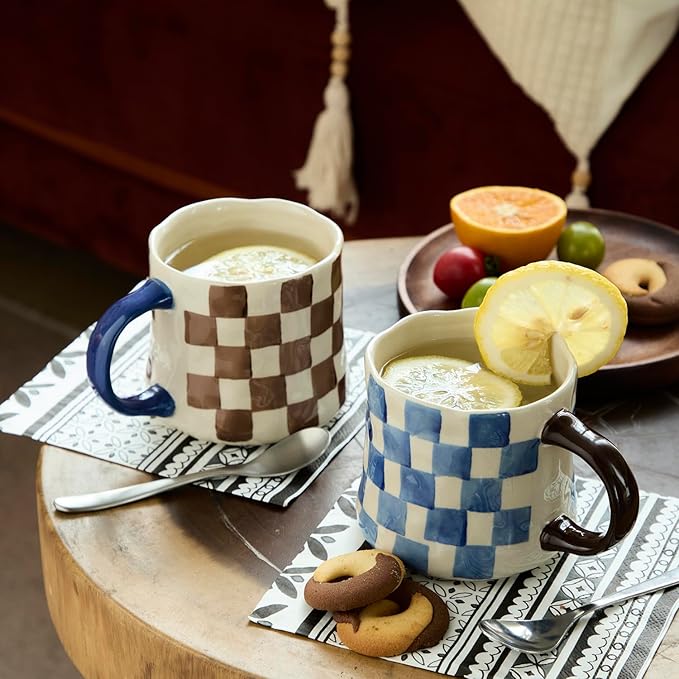 Retro Checkered Ceramic Coffee Mug 16Oz - Image 5