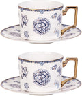 KAMMAK Tea Cups and Saucers Set of 2, Fine Bone China Coffee Cups, 571N | by KAMMAK