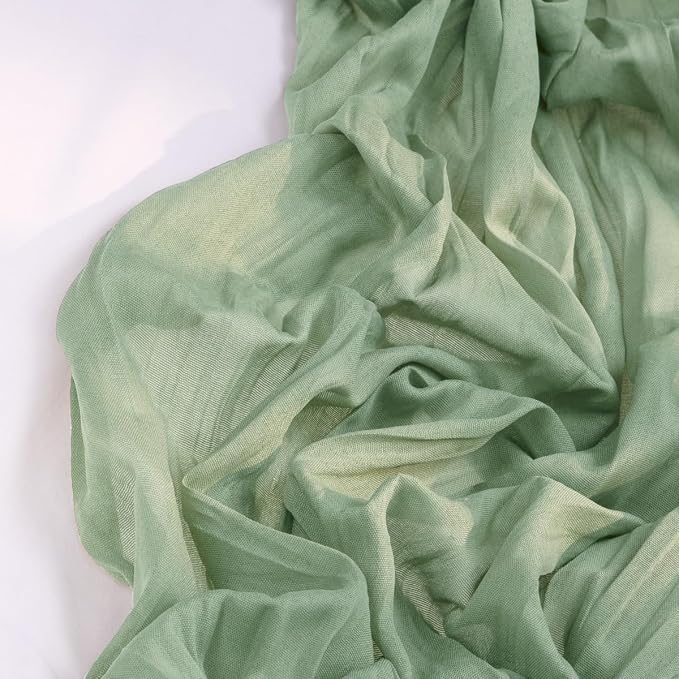 DeZerlor Sage Green Cheesecloth Table Runners 6 Pack Summer Boho Runners | - Image 3