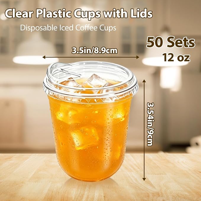 50 Sets 12 oz Clear Plastic Cups - Image 2