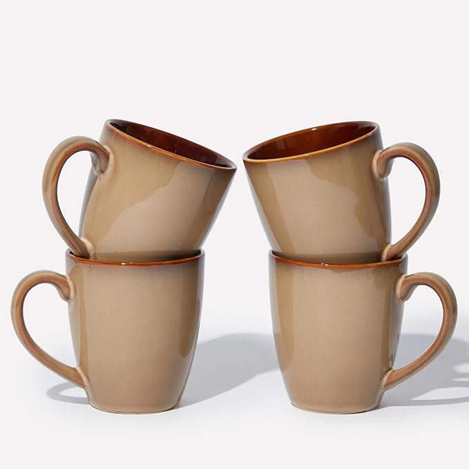 Pokini Coffee Mug 14 oz, Ceramic Coffee Mugs Set of 4, Reactive Glaze Mug by Pokini
