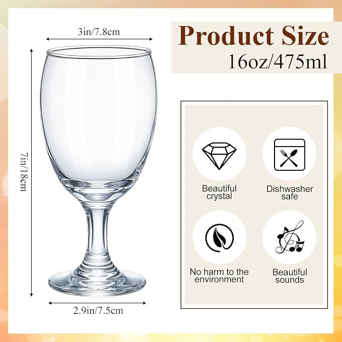 Patelai Set of 30 Water Goblet, 16 oz Clear Drinking Glasses Bulk Dishwasher - Image 2