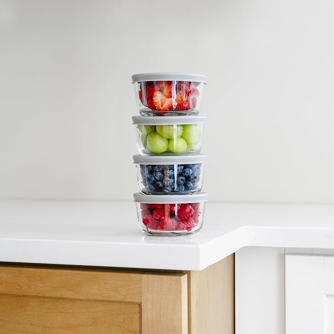 8-Piece Glass Food Storage Containers Set | 1-Cup, Leakproof | Microwave - Image 2