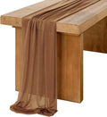 Ling's Moment 14Ft Brown Sheer Chiffon Like Table Runner | Rust Tablecloth by LingsMoment