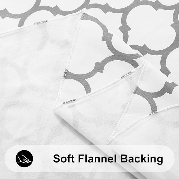 Smiry Rectangle Table Cloth, Waterproof Vinyl Tablecloth with Flannel Backing for Rectangle Tables, Wipeable Spillproof Plastic Tablecloths for Dining, Camping, Indoor and Outdoor (60"x120", White)