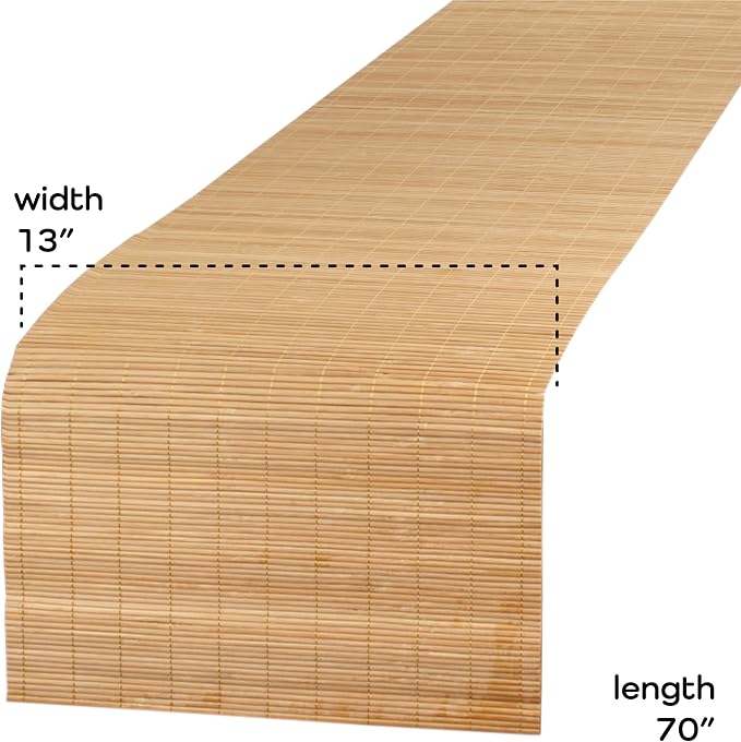 BambooMN Carbonized Bamboo Matchstick Table Runner, 2 Pieces | Natural - Image 4