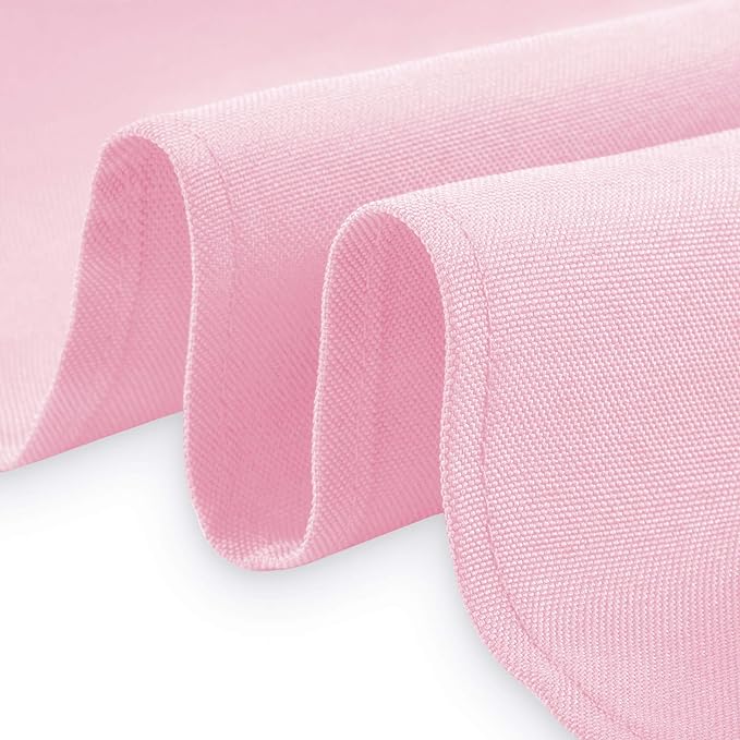 Lann's Linens 90 x 132 Inch Rectangular Tablecloth, Washable Polyester Fabric Table Cloth for Dining Tables, Parties, Restaurants, Weddings - Pink