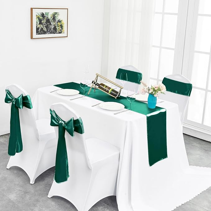10-Pack Dark Green Satin Table Runner 12 x 108 Inch Long Fuchsia Bright and - Image 5