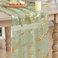 Artoid Mode Marble Pattern Sage Green Gauze Table Runner 10FT, Glitter Metallic by ArtoidMode