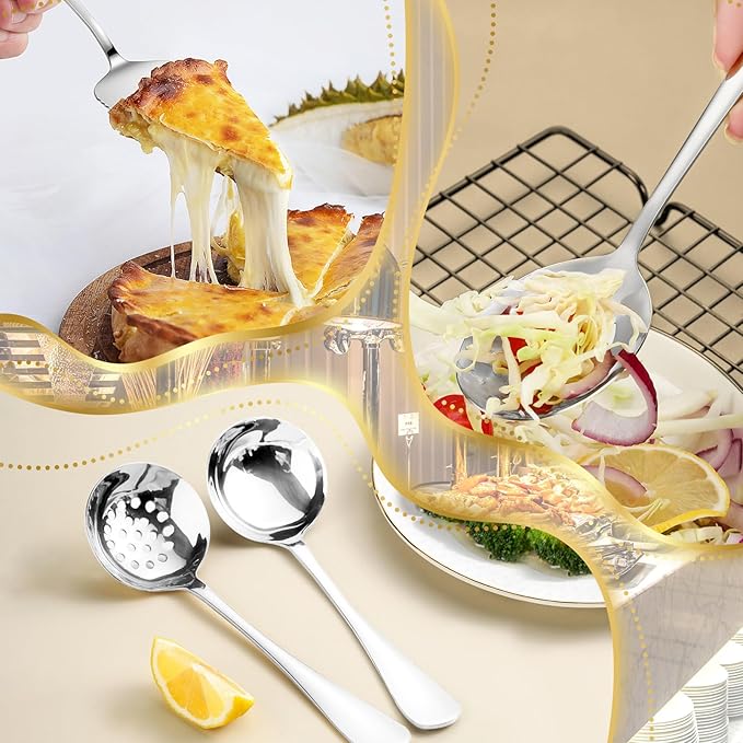 30pcs Stainless Steel Serving Utensils Set for Parties& Buffets, Catering, Banquets, Weddings and Events (Silver)