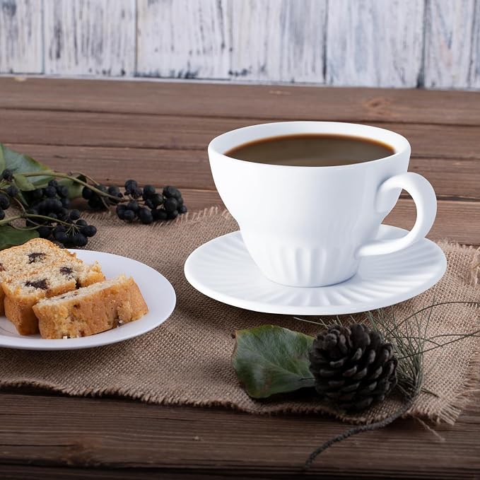 4 oz White Espresso Cups Set of 2, Ceramic Cappuccino Cups - Image 7