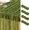 DeZerlor Olive Green Cheesecloth Table Runners 4 Pack Fall Runners | 120Inch by DeZerlor