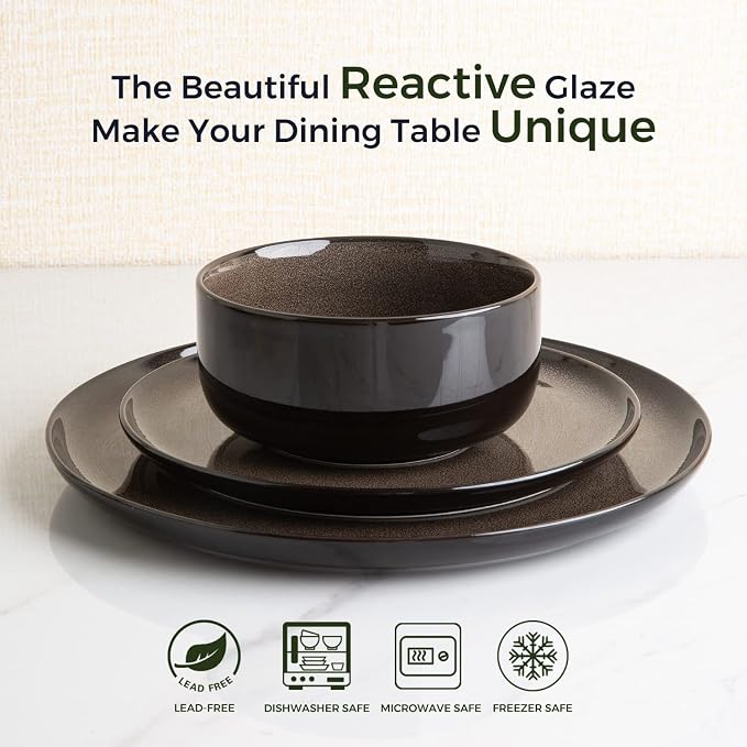LERATIO Ceramic Plate Set of 6, 8.5 Inch Reactive Glaze Salad Plates | Modern - Image 2