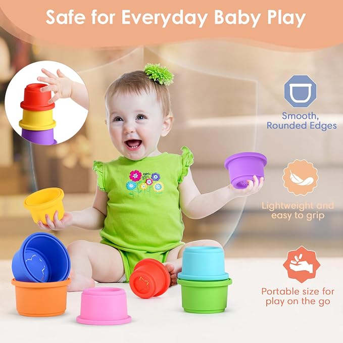 ZYFLSQ Stacking Cups Baby Toy 8 Pcs, Nesting Cups - Image 3